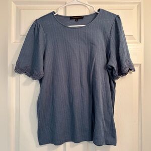 DownEast Light Blue Textured Knit Top